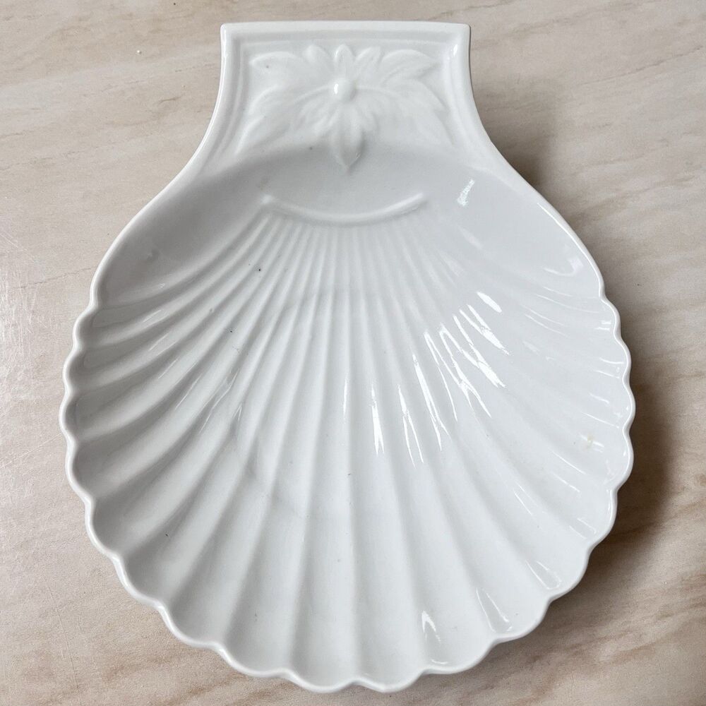 #2 Apilco Classic Whiteware Porcelain France Off-white Shell Shaped Dish 5”x6”